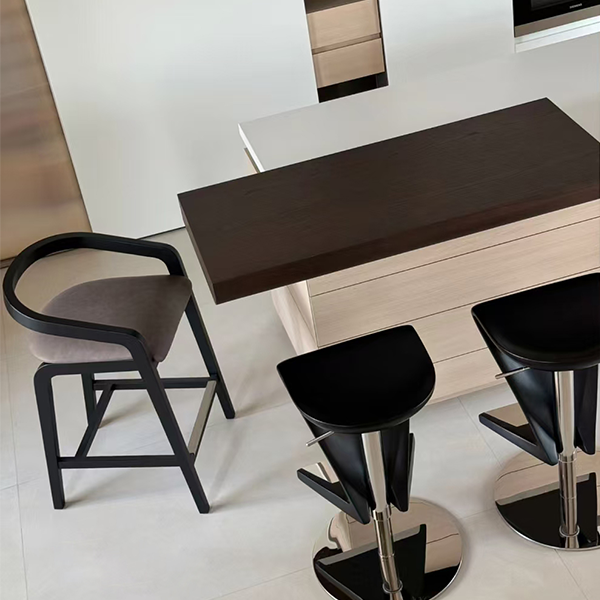 45° Angled Sliding Island with Lift Faucet and Stainless Steel Sintered Stone Sink