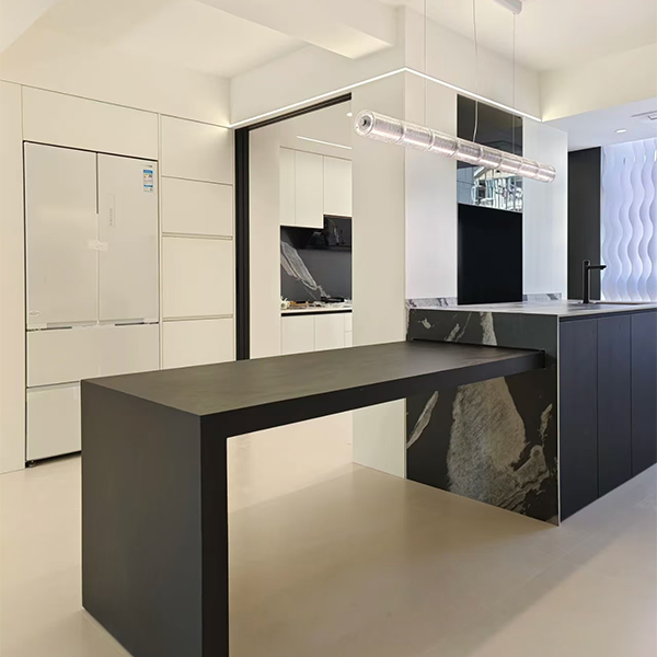 Left-and-Right Linked Sliding Island with Lift Faucet and Sintered Stone Sink